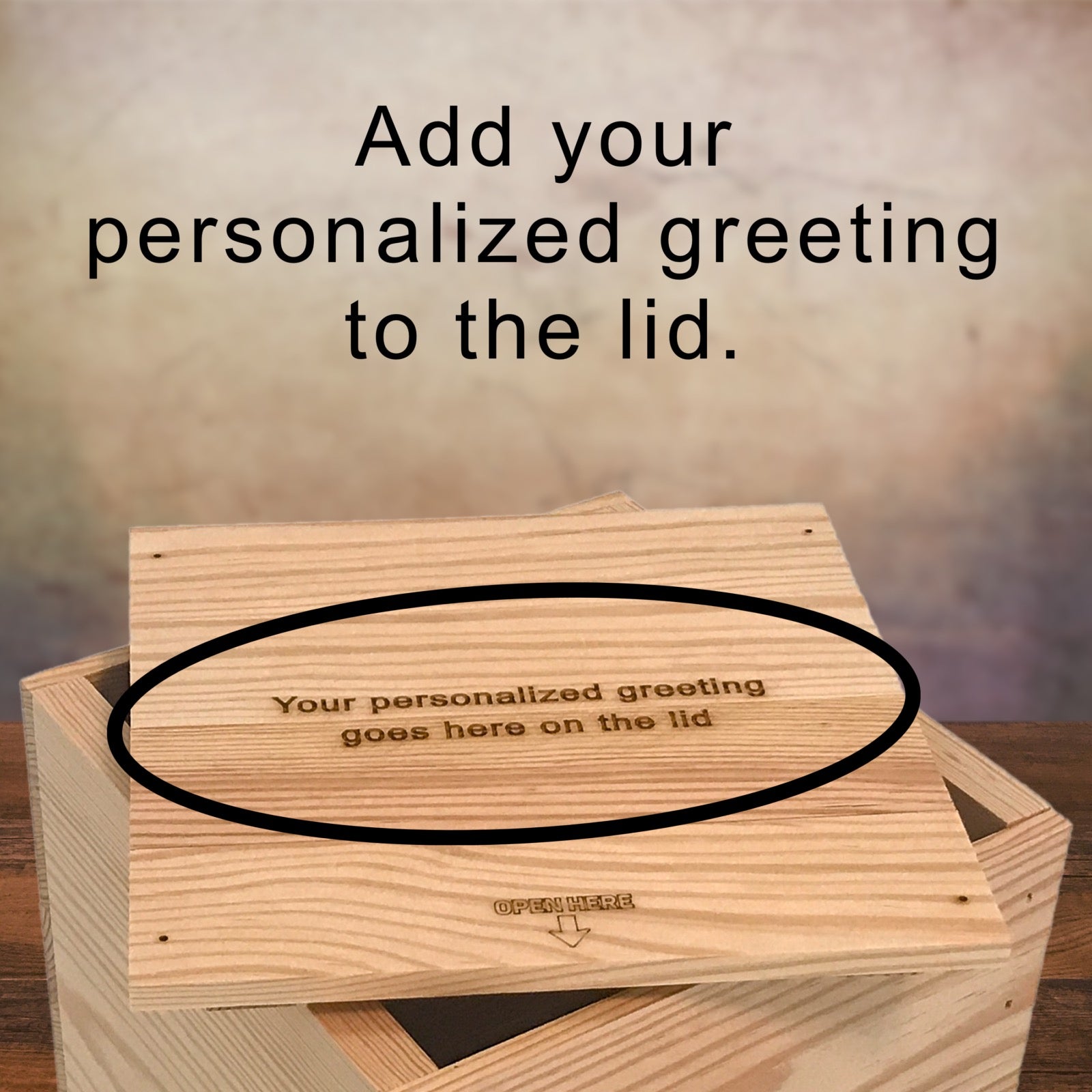 Add greeting to lid of crate by Carpenter Core