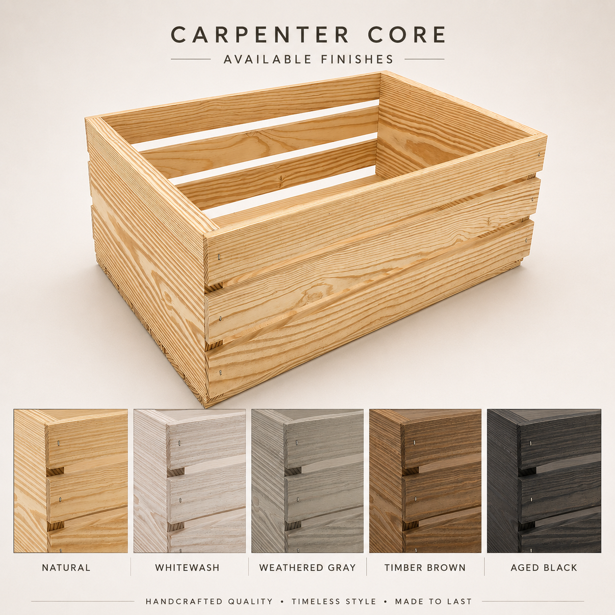 (draft) Open Slat Crate – 18½ × 14 × 6¾
