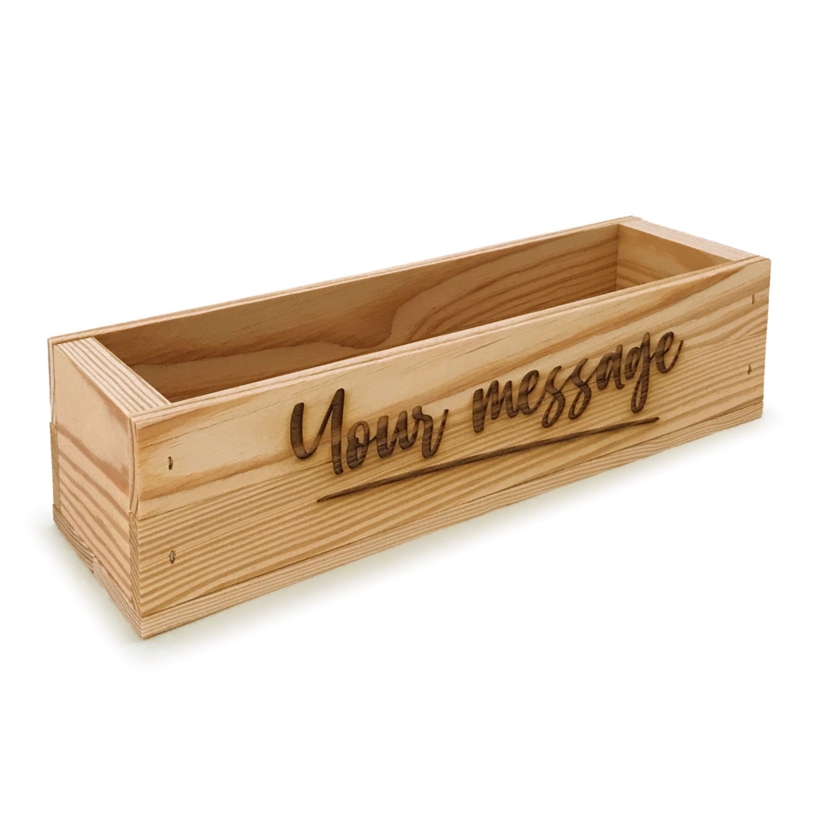 Single bottle wine crate with custom message 13x3.5x3.5, 6-WB-13-3.5-3.5-ST-NW-NL, 12-WB-13-3.5-3.5-ST-NW-NL, 24-WB-13-3.5-3.5-ST-NW-NL, 48-WB-13-3.5-3.5-ST-NW-NL, 96-WB-13-3.5-3.5-ST-NW-NL