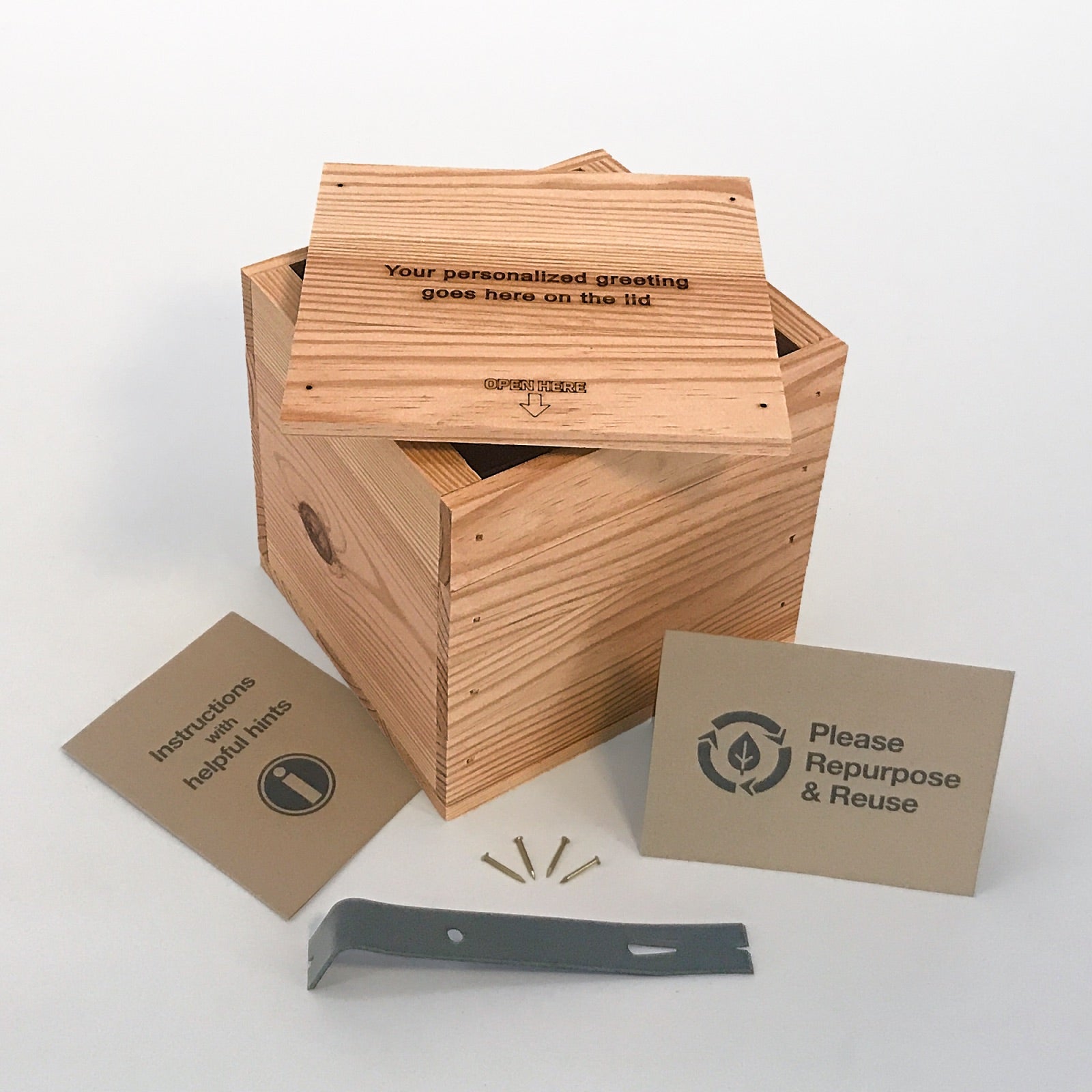 Small-sized DIY gift crate kit with greeting by Carpenter Core, 6-GK-6.25-6.375-7-GT-NW-LL, 12-GK-6.25-6.375-7-GT-NW-LL, 24-GK-6.25-6.375-7-GT-NW-LL, 48-GK-6.25-6.375-7-GT-NW-LL, 96-GK-6.25-6.375-7-GT-NW-LL