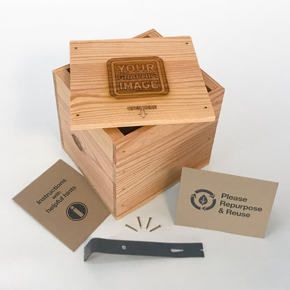 Small-sized DIY gift crate kit with your image by Carpenter Core, 6-GK-6.25-6.375-7-ST-NW-LL, 12-GK-6.25-6.375-7-ST-NW-LL, 24-GK-6.25-6.375-7-ST-NW-LL, 48-GK-6.25-6.375-7-ST-NW-LL, 96-GK-6.25-6.375-7-ST-NW-LL