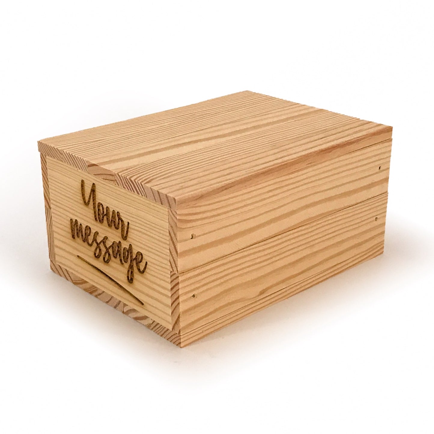 Small wooden crate box with lid and custom message 7x5.5x3.5