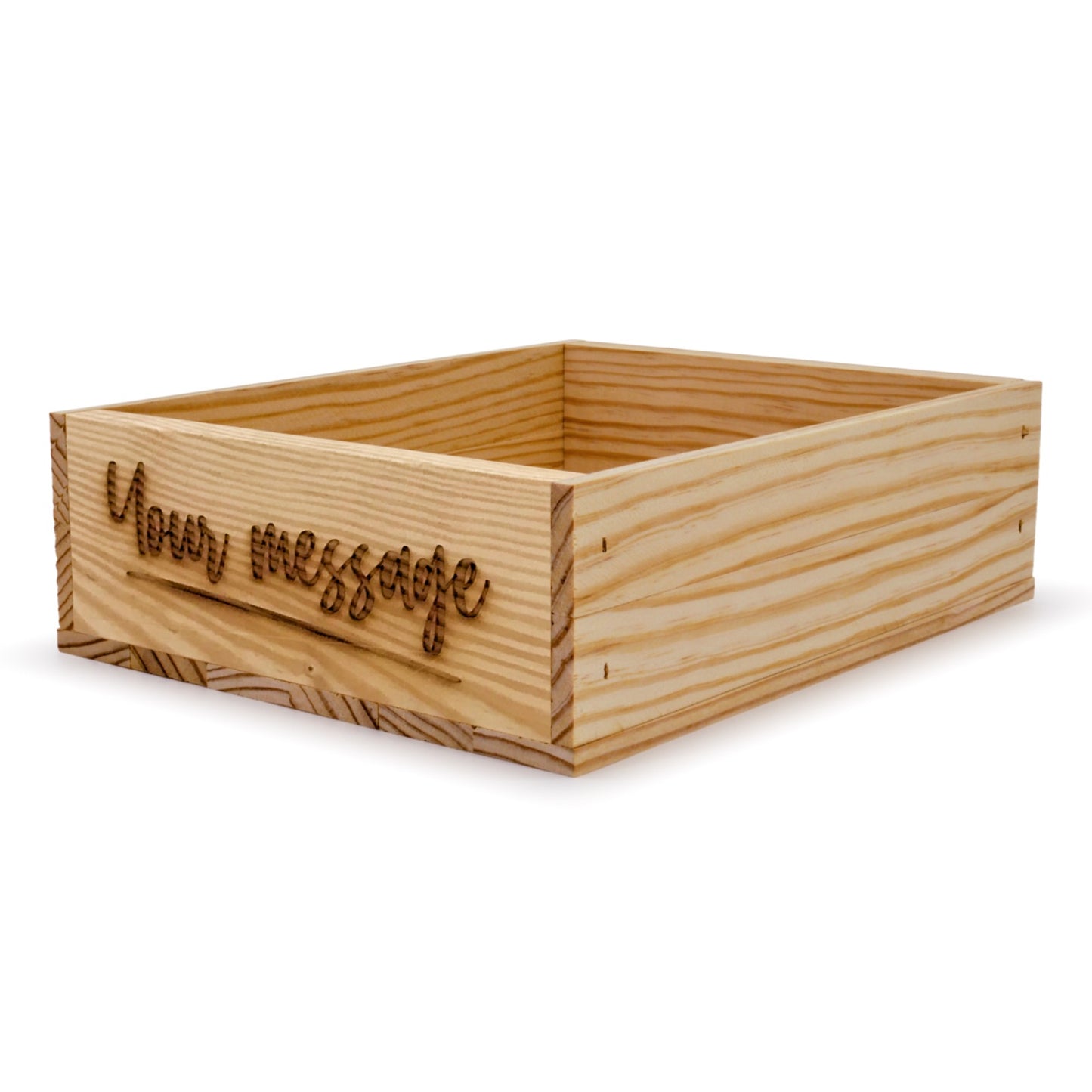 Small wooden crate with custom message 12x9.75x3.5, 6-BX-12-9.75-3.5-ST-NW-NL, 12-BX-12-9.75-3.5-ST-NW-NL, 24-BX-12-9.75-3.5-ST-NW-NL, 48-BX-12-9.75-3.5-ST-NW-NL, 96-BX-12-9.75-3.5-ST-NW-NL