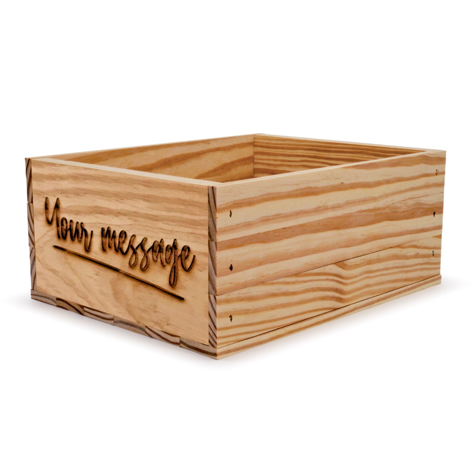 Small wooden crate with custom message 12x9.75x5.25, 6-BX-12-9.75-5.25-ST-NW-NL, 12-BX-12-9.75-5.25-ST-NW-NL, 24-BX-12-9.75-5.25-ST-NW-NL, 48-BX-12-9.75-5.25-ST-NW-NL, 96-BX-12-9.75-5.25-ST-NW-NL