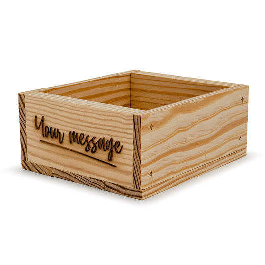 Small wooden crate with custom message 6x5.5x2.75, 6-BX-6-5.5-2.75-ST-NW-NL, 12-BX-6-5.5-2.75-ST-NW-NL, 24-BX-6-5.5-2.75-ST-NW-NL, 48-BX-6-5.5-2.75-ST-NW-NL, 96-BX-6-5.5-2.75-ST-NW-NL