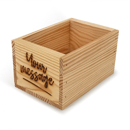 Small wooden crate with custom message 7x5x4.25, 6-B2-7.0625-5-4.3125-ST-NW-NL, 12-B2-7.0625-5-4.3125-ST-NW-NL, 24-B2-7.0625-5-4.3125-ST-NW-NL, 48-B2-7.0625-5-4.3125-ST-NW-NL, 96-B2-7.0625-5-4.3125-ST-NW-NL