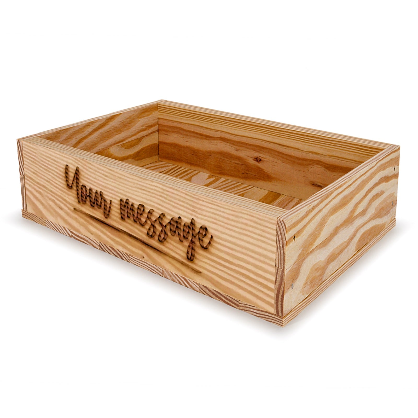 Small wooden crate with custom message 8x13.25x3.5, 6-BX-8-13.25-3.5-ST-NW-NL, 12-BX-8-13.25-3.5-ST-NW-NL, 24-BX-8-13.25-3.5-ST-NW-NL, 48-BX-8-13.25-3.5-ST-NW-NL, 96-BX-8-13.25-3.5-ST-NW-NL