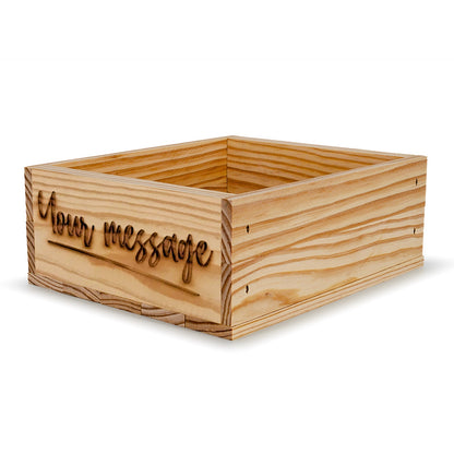Small wooden crate with custom message 9x8x3.5, 6-BX-9-8-3.5-ST-NW-NL, 12-BX-9-8-3.5-ST-NW-NL, 24-BX-9-8-3.5-ST-NW-NL, 48-BX-9-8-3.5-ST-NW-NL, 96-BX-9-8-3.5-ST-NW-NL