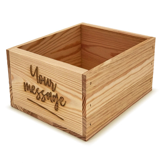 Small wooden crate with custom message 9x8x5.25, 6-BX-9-8-5.25-ST-NW-NL, 12-BX-9-8-5.25-ST-NW-NL, 24-BX-9-8-5.25-ST-NW-NL, 48-BX-9-8-5.25-ST-NW-NL, 96-BX-9-8-5.25-ST-NW-NL