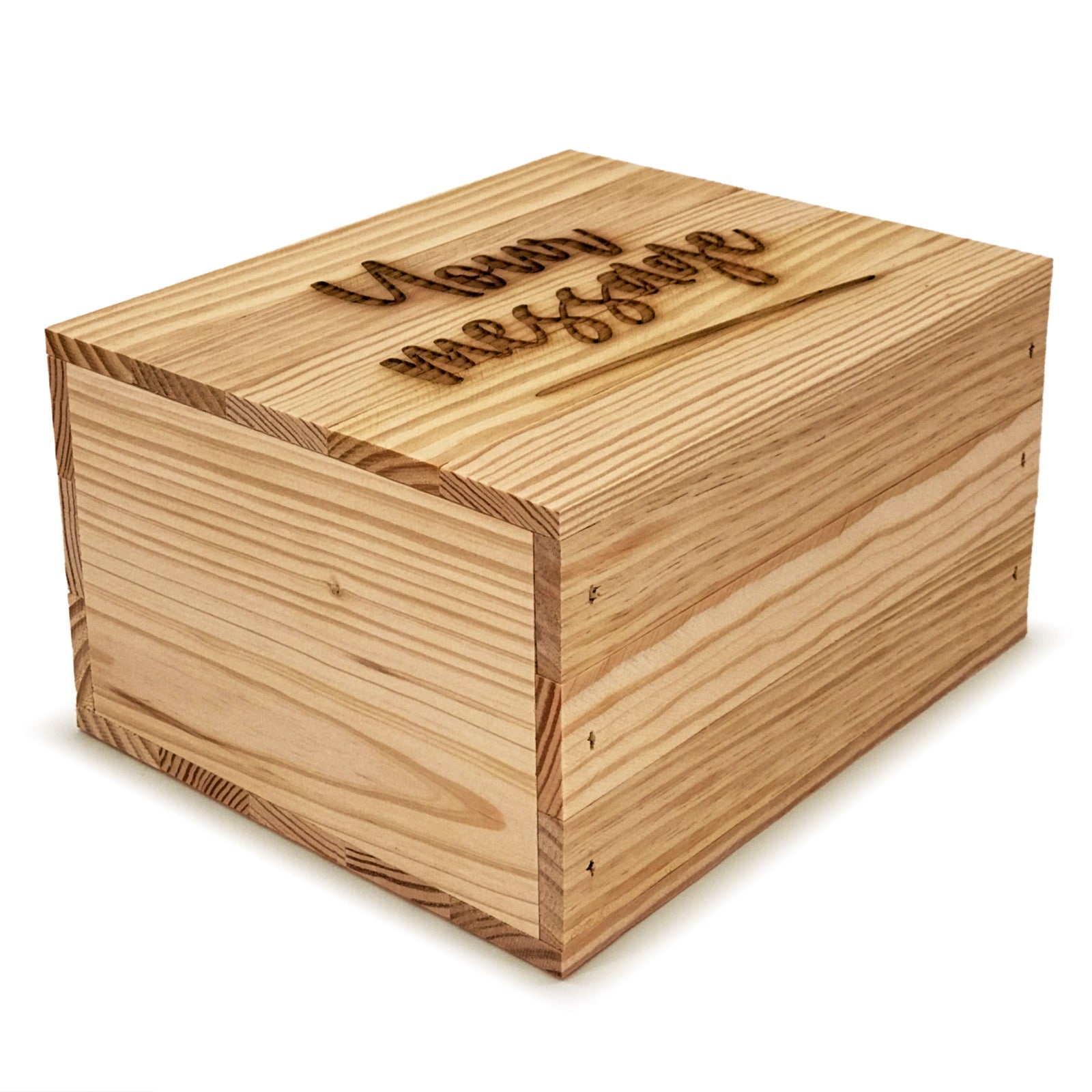 Small wooden crate with custom message on lid 9x8x5.25