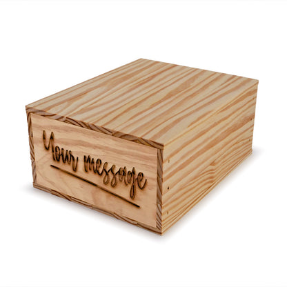 Small wooden crate with lid and custom message 12x9.75x5.25, 6-BX-12-9.75-5.25-ST-NW-LL, 12-BX-12-9.75-5.25-ST-NW-LL, 24-BX-12-9.75-5.25-ST-NW-LL, 48-BX-12-9.75-5.25-ST-NW-LL, 96-BX-12-9.75-5.25-ST-NW-LL