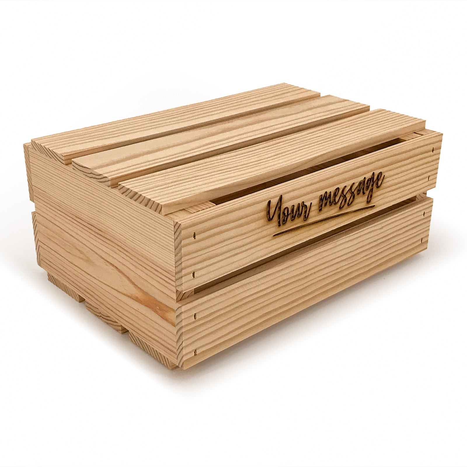 Small wooden crate with lid and custom message 12x9x5.25