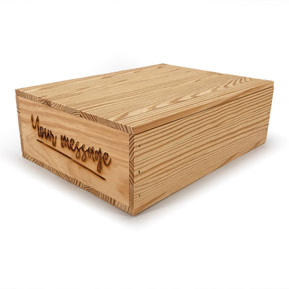 Small wooden crate with lid and custom message 14x10x4.25, 6-B2-14.375-10.78125-4.3125-ST-NW-LL, 12-B2-14.375-10.78125-4.3125-ST-NW-LL, 24-B2-14.375-10.78125-4.3125-ST-NW-LL, 48-B2-14.375-10.78125-4.3125-ST-NW-LL, 96-B2-14.375-10.78125-4.3125-ST-NW-LL