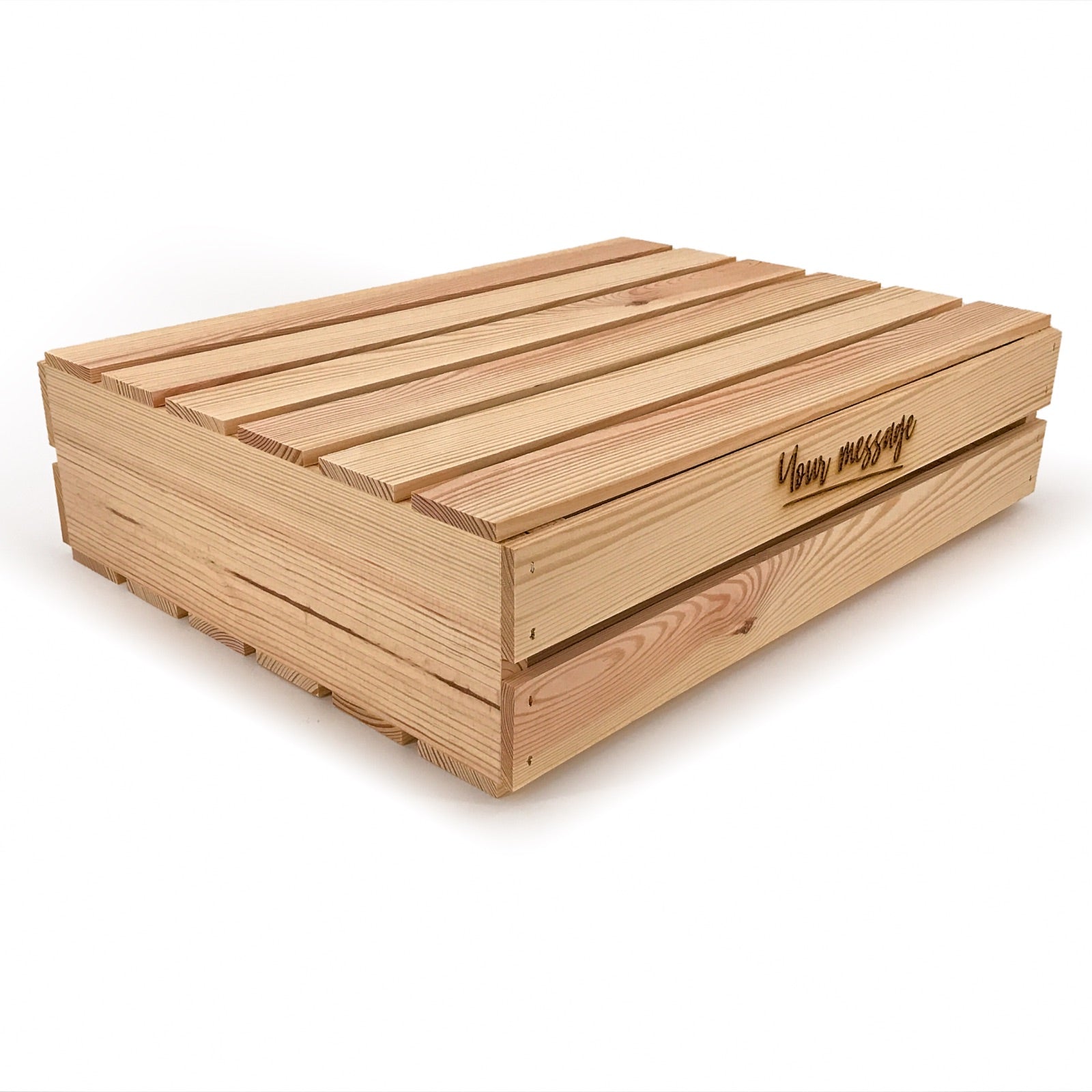 Small wooden crate with lid and custom message 22x17x5.25, 6-WS-22-17-5.25-ST-NW-LL, 12-WS-22-17-5.25-ST-NW-LL, 24-WS-22-17-5.25-ST-NW-LL, 48-WS-22-17-5.25-ST-NW-LL, 96-WS-22-17-5.25-ST-NW-LL
