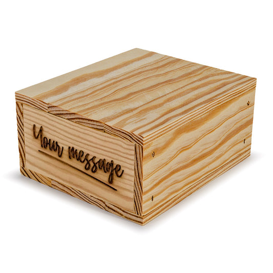 Small wooden crate with lid and custom message 6x5.5x2.75, 6-BX-6-5.5-2.75-ST-NW-LL, 12-BX-6-5.5-2.75-ST-NW-LL, 24-BX-6-5.5-2.75-ST-NW-LL, 48-BX-6-5.5-2.75-ST-NW-LL, 96-BX-6-5.5-2.75-ST-NW-LL