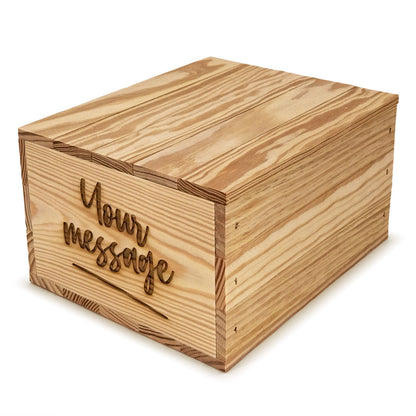 Small wooden crate with lid and custom message on the end 9x8x5.25, 6-BX-9-8-5.25-ST-NW-LL, 12-BX-9-8-5.25-ST-NW-LL, 24-BX-9-8-5.25-ST-NW-LL, 48-BX-9-8-5.25-ST-NW-LL, 96-BX-9-8-5.25-ST-NW-LL