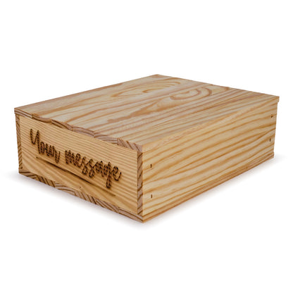 Small wooden crate with lid custom message 12x9.75x3.5, 6-BX-12-9.75-3.5-ST-NW-LL, 12-BX-12-9.75-3.5-ST-NW-LL, 24-BX-12-9.75-3.5-ST-NW-LL, 48-BX-12-9.75-3.5-ST-NW-LL, 96-BX-12-9.75-3.5-ST-NW-LL