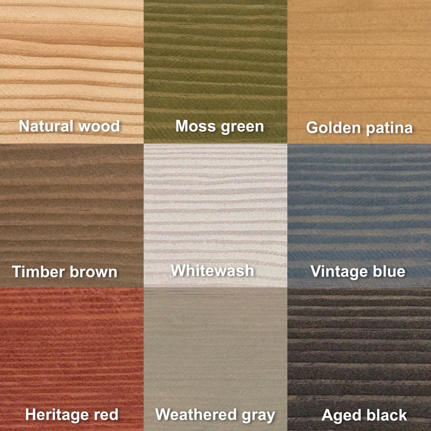 Stain colors available for crates by Carpenter Core