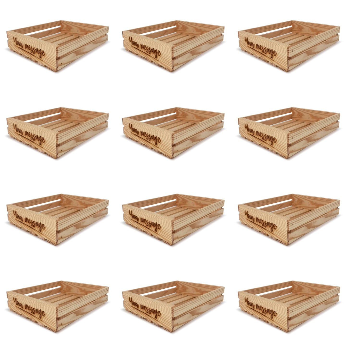 12 Customizable small wooden crates 14x12x3.5