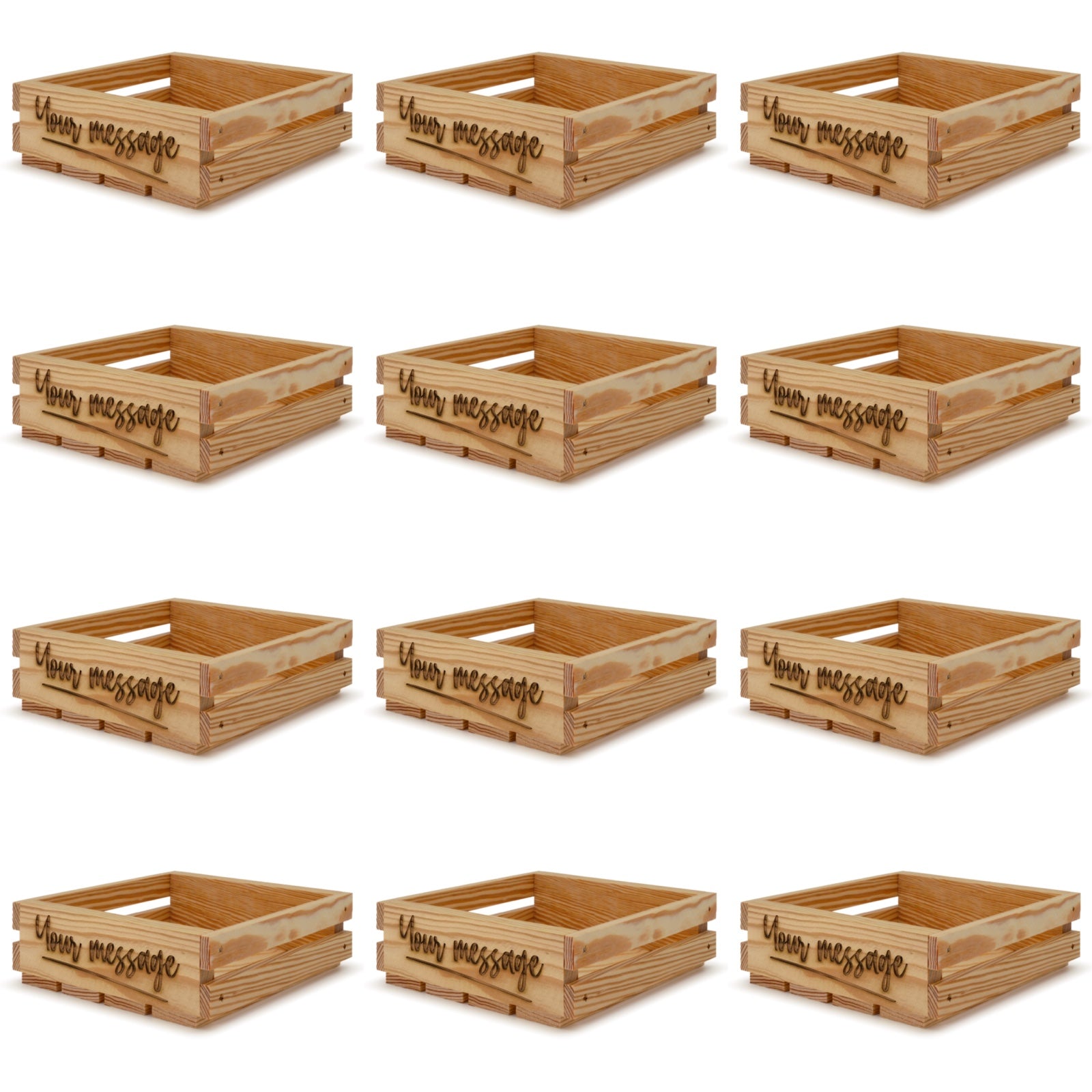 12 Small wooden crates 8x8x2.5 your message included