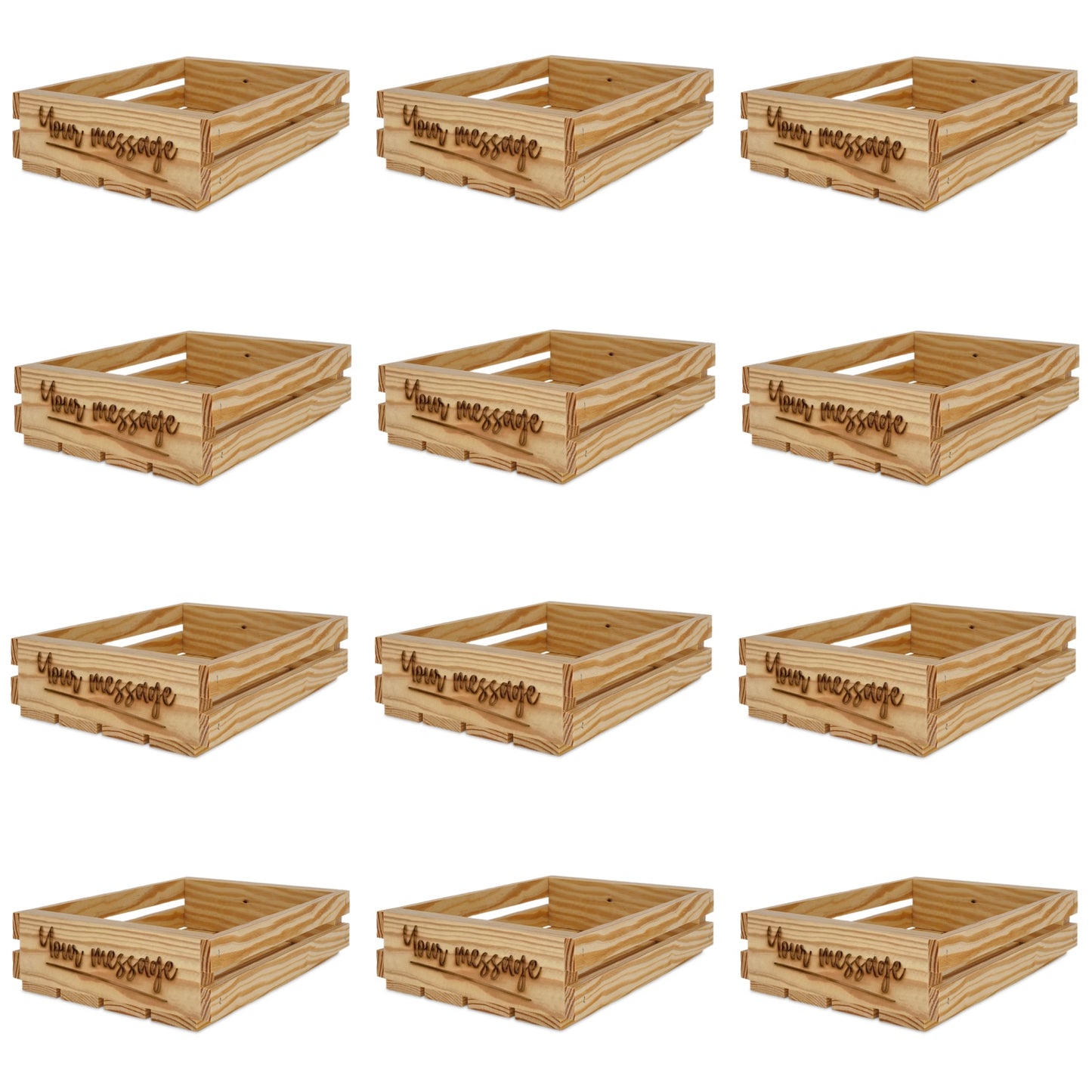12 Small wooden crates with your message 10x8x2.5