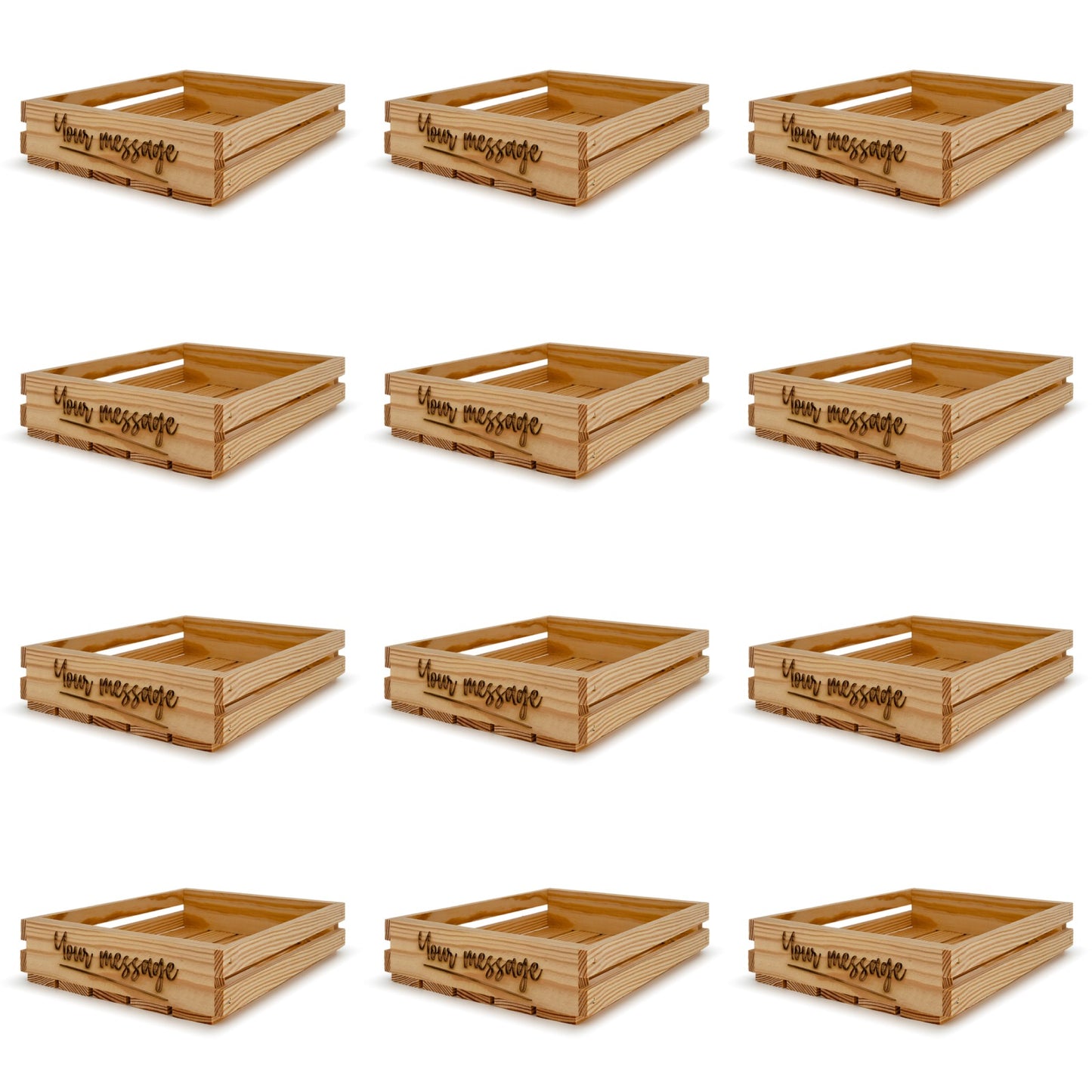 12 Small wooden crates 12x10x2.5 your message included