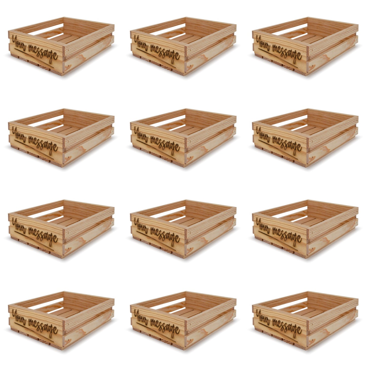 12 Small wooden crates 12x10x3.5 your message included