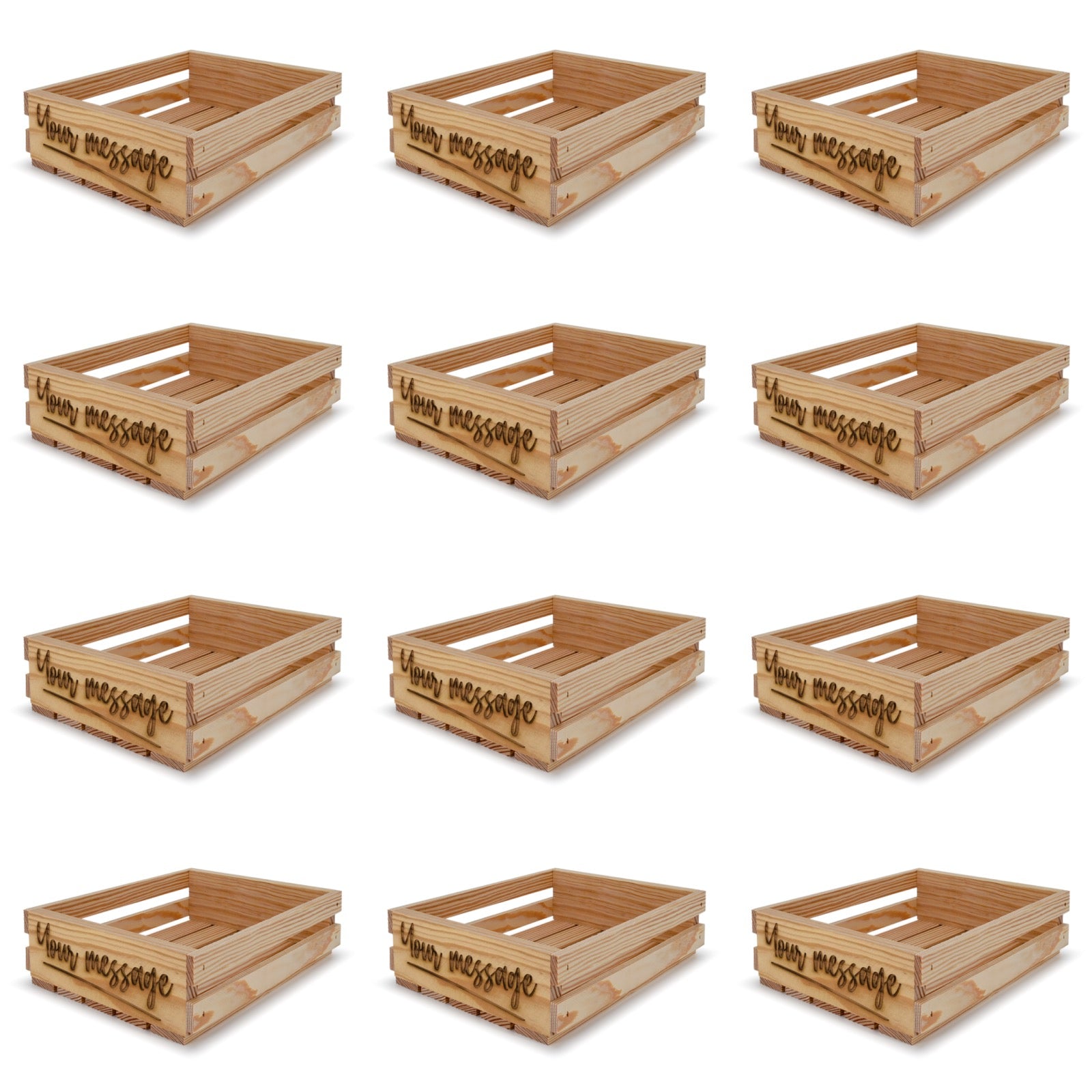 12 Small wooden crates 12x10x3.5 your message included