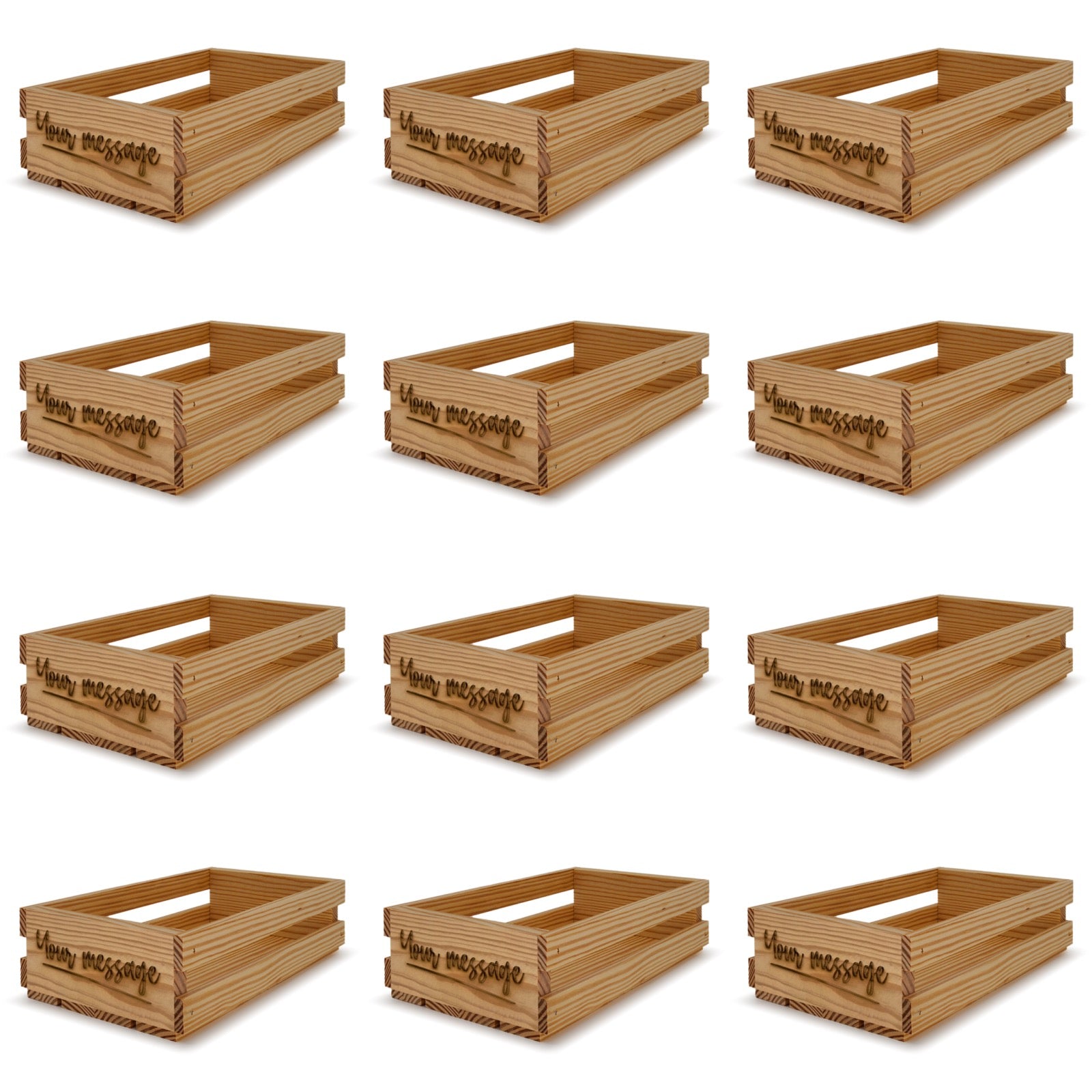 12 Small wooden crates 13x7.5x3.5 your message included