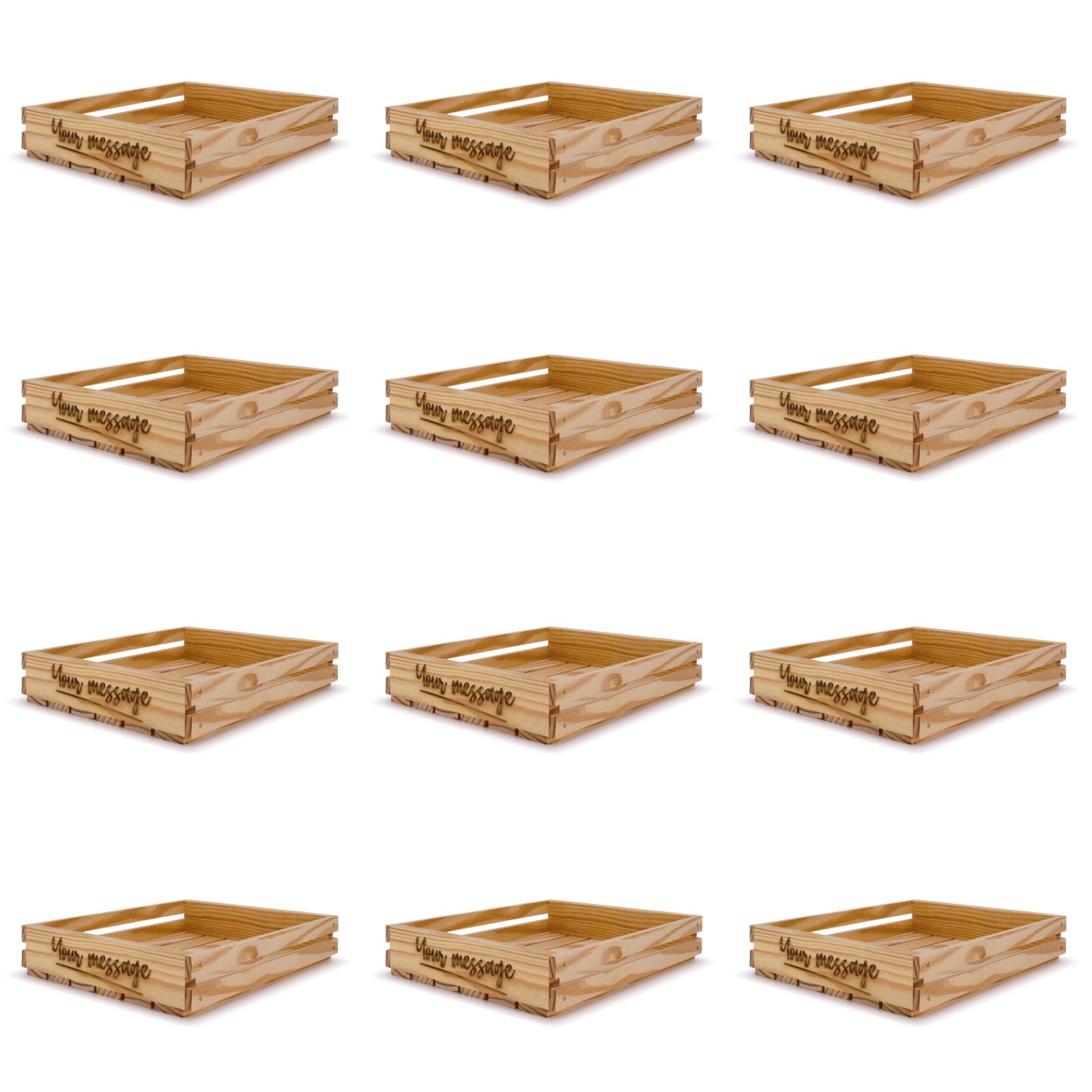 12 Small wooden crates 14x12x2.5 your message included