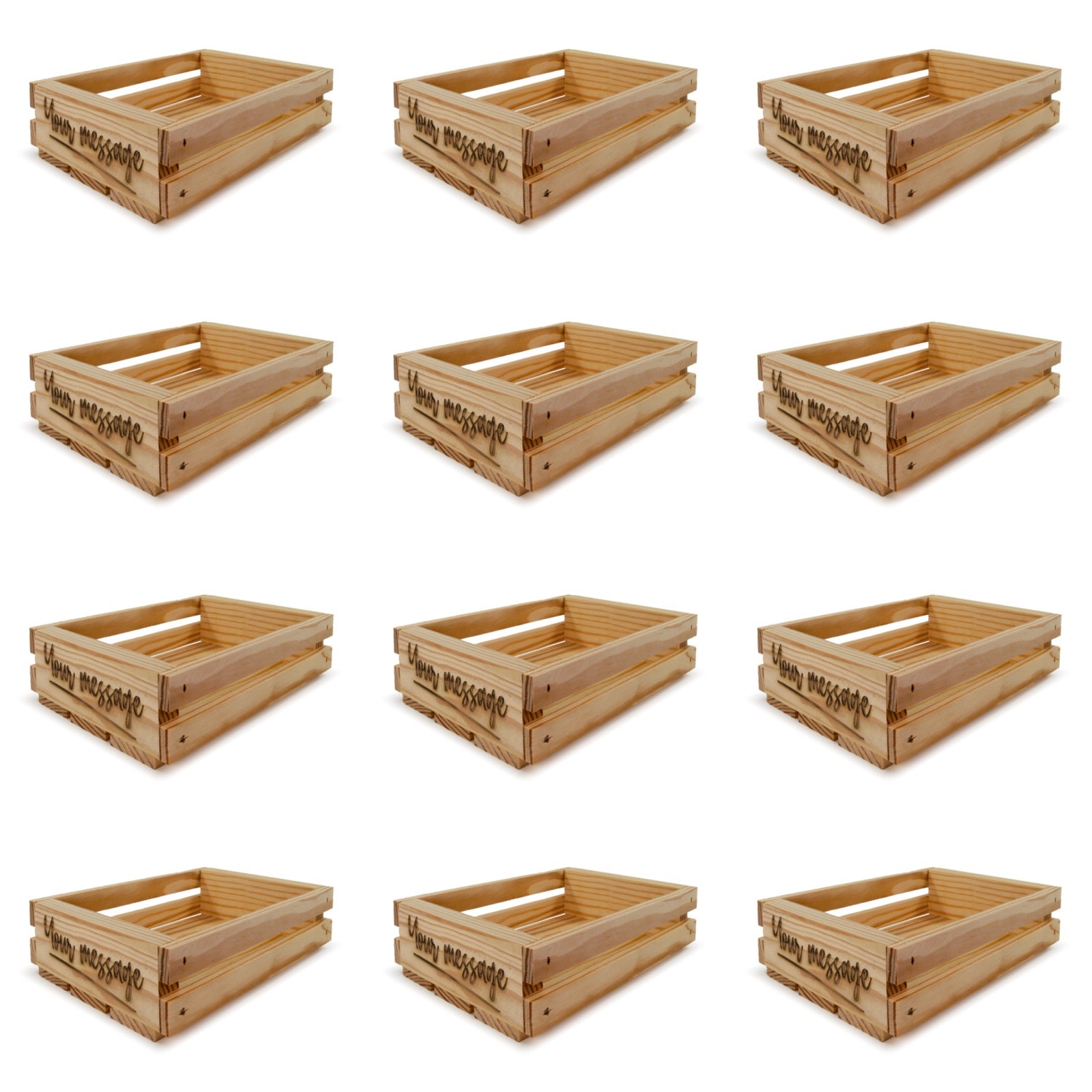 12 Small wooden crates 8x6x2.5 your message included