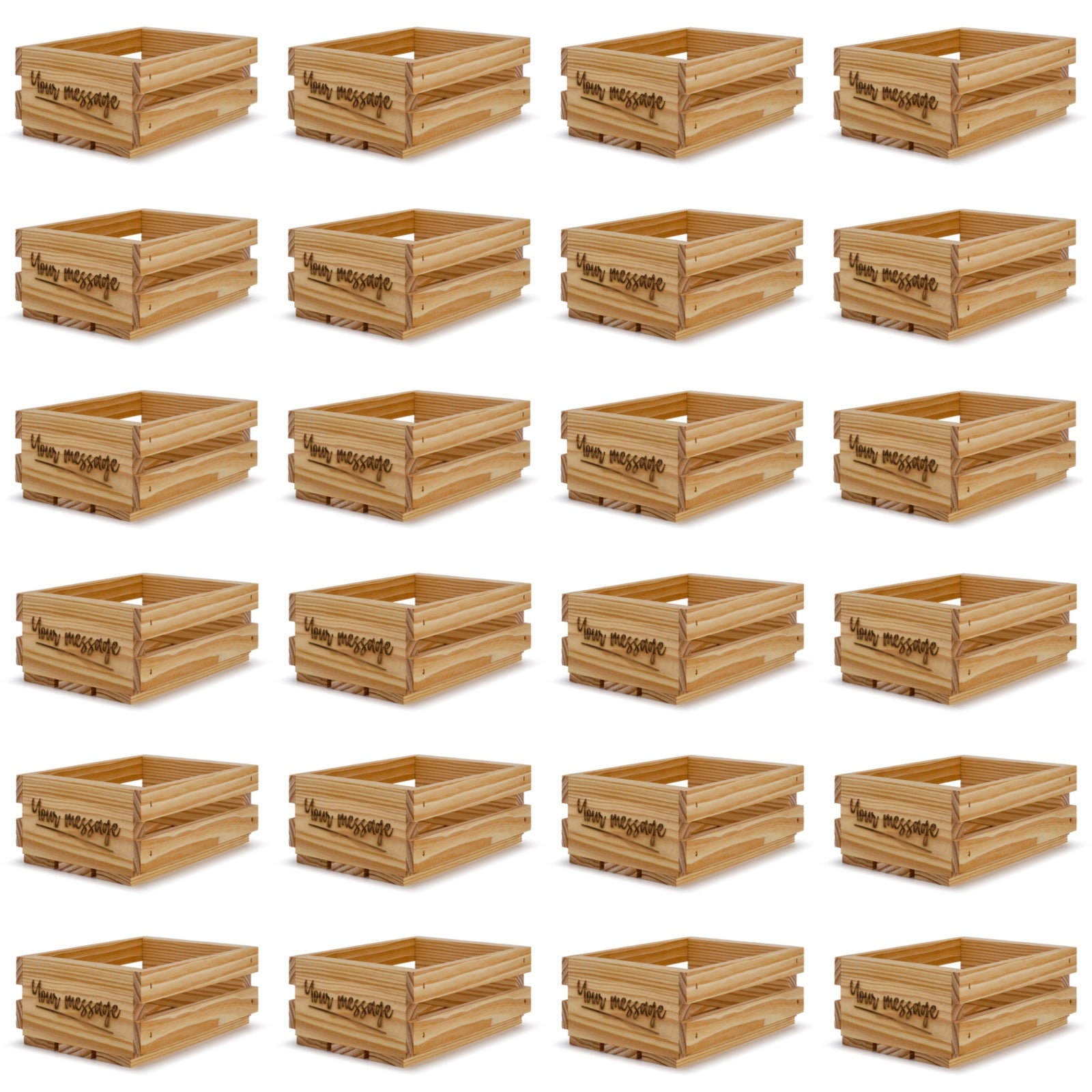 24 Small wooden crates with your message 8x6x3.5