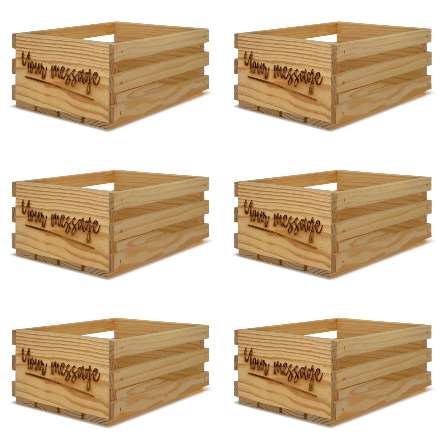 6 Small wooden crates 10x8x4.5 with your custom message