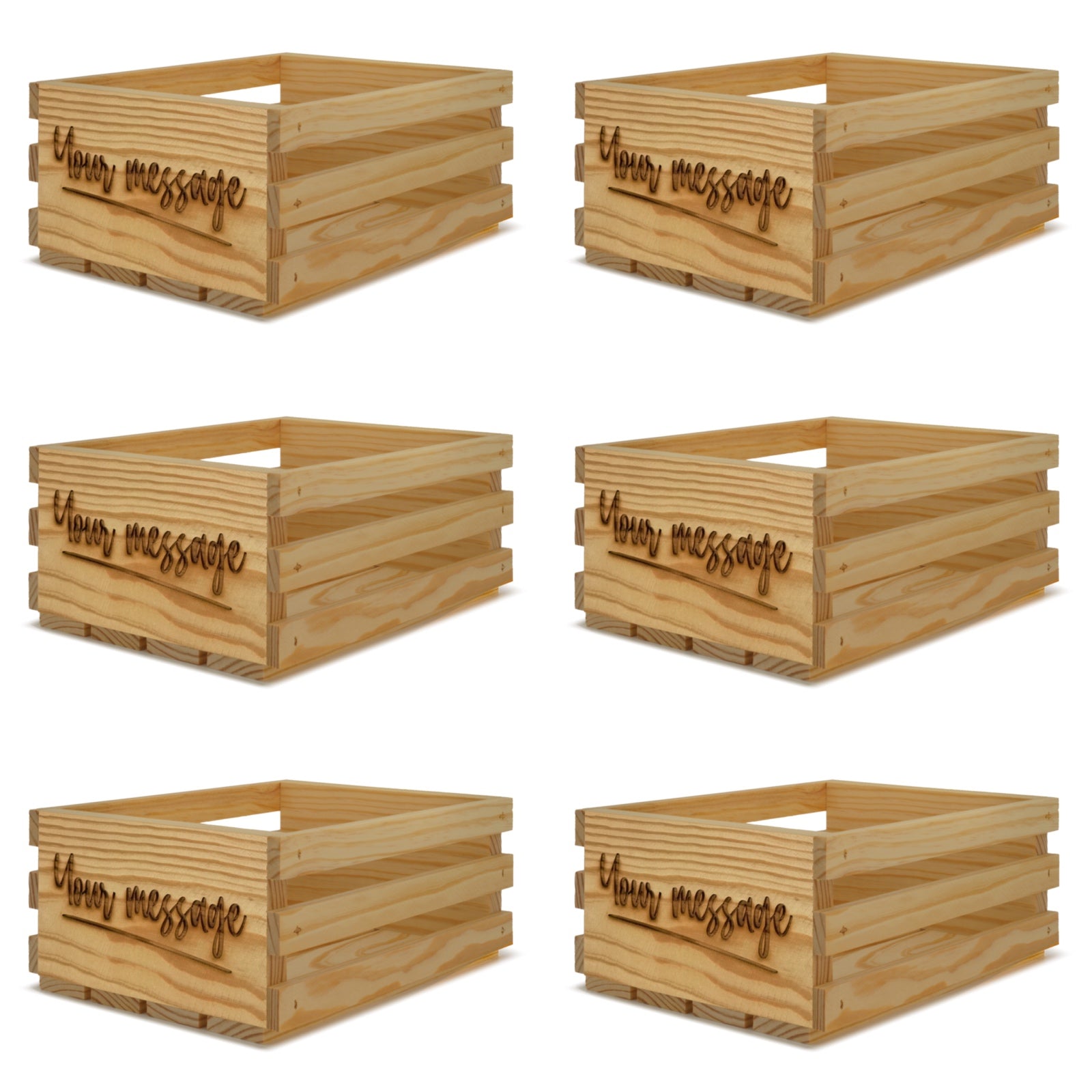 6 Small wooden crates 10x8x4.5 with your custom message