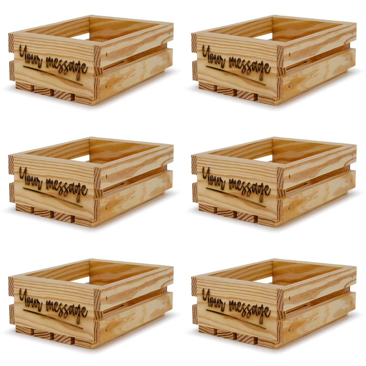 6 Small wooden crates 6x5x2.5 your message included