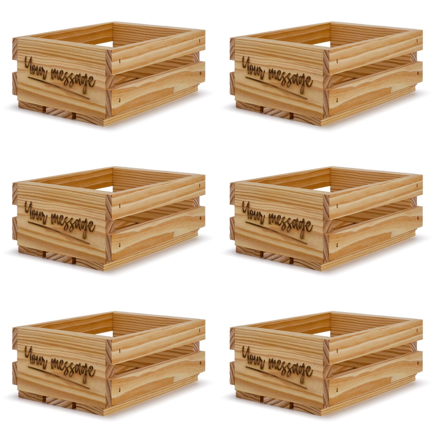 6 Small wooden crates with your message 8x6x3.5