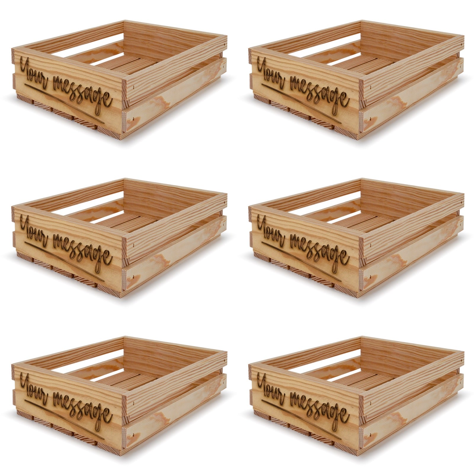 6 Small wooden crates 12x10x3.5 your message included