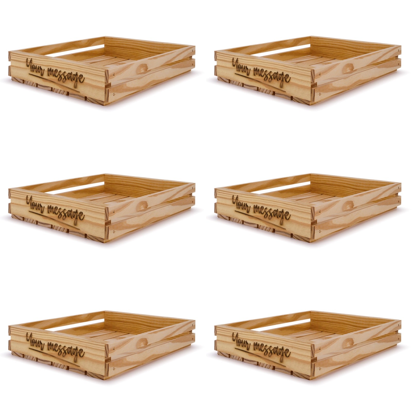 6 Small wooden crates 14x12x2.5 your message included