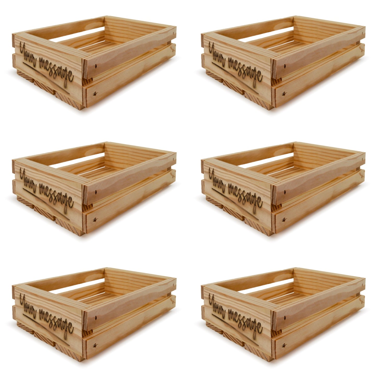 6 Small wooden crates 8x6x2.5 your message included
