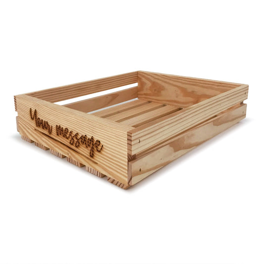 Customizable small wooden crate 14x12x3.5, 6-S2-14.375-11.875-3.5-ST-NW-NL, 12-S2-14.375-11.875-3.5-ST-NW-NL, 24-S2-14.375-11.875-3.5-ST-NW-NL, 48-S2-14.375-11.875-3.5-ST-NW-NL, 96-S2-14.375-11.875-3.5-ST-NW-NL