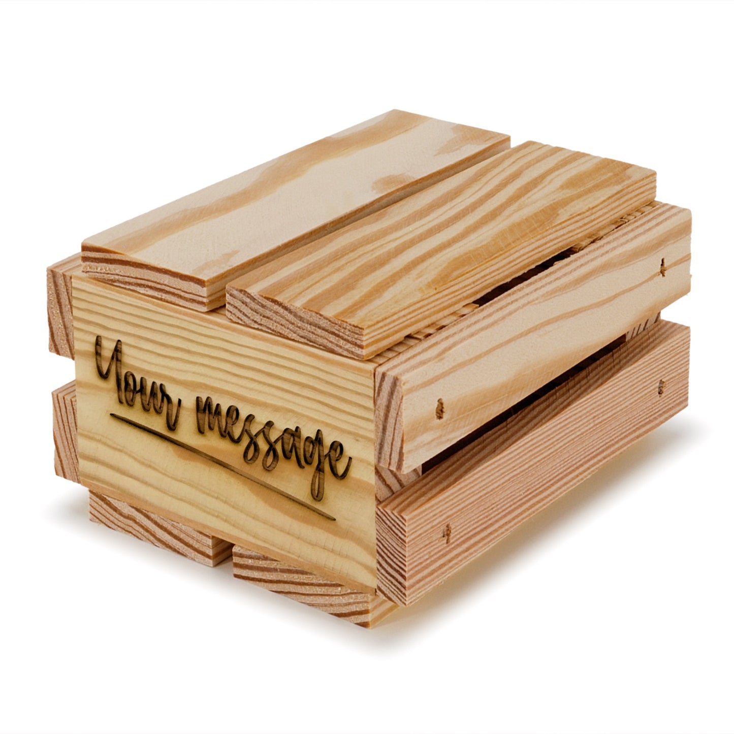 Small wooden crates with lid and your custom message 4x4x2.5, 6-SS-4-4-2.5-ST-NW-LL, 12-SS-4-4-2.5-ST-NW-LL, 24-SS-4-4-2.5-ST-NW-LL, 48-SS-4-4-2.5-ST-NW-LL, 96-SS-4-4-2.5-ST-NW-LL