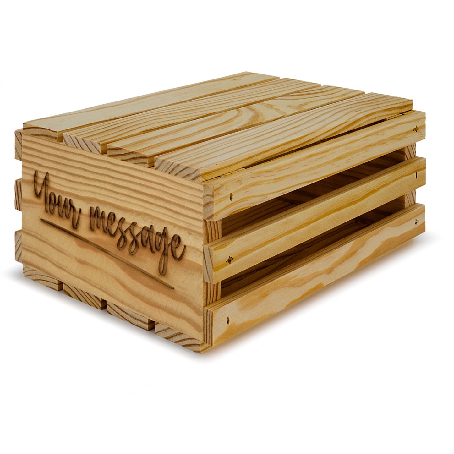 Small wooden crates with lid and your custom message 10x8x4.5, 6-SS-10-8-4.5-ST-NW-LL, 12-SS-10-8-4.5-ST-NW-LL, 24-SS-10-8-4.5-ST-NW-LL, 48-SS-10-8-4.5-ST-NW-LL, 96-SS-10-8-4.5-ST-NW-LL